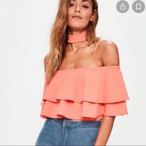 Missguided Frill Bardot Bodysuit Size US 0 / UK 4